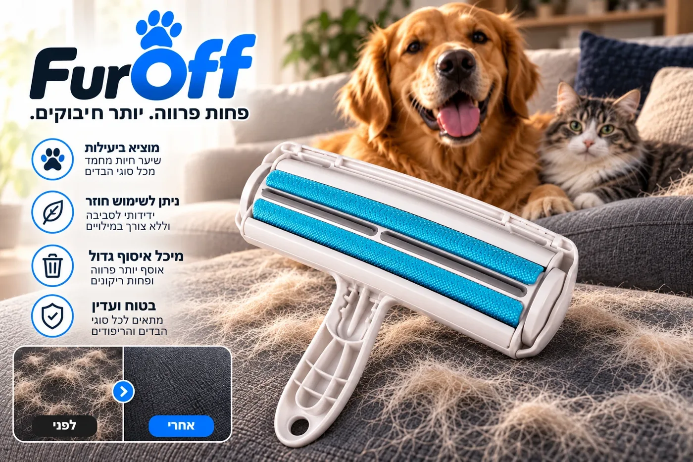 FurOff — מסיר פרווה רב־פעמי